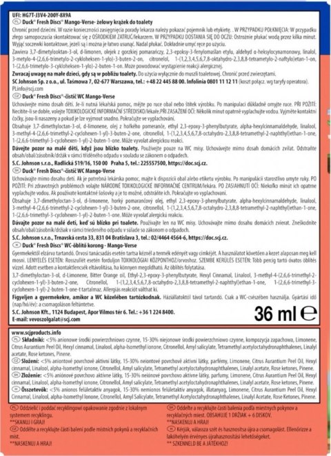 Duck Fresh Discs Mango Verse - Żelowy Krążek Do Toalety 36ml + Aplikator