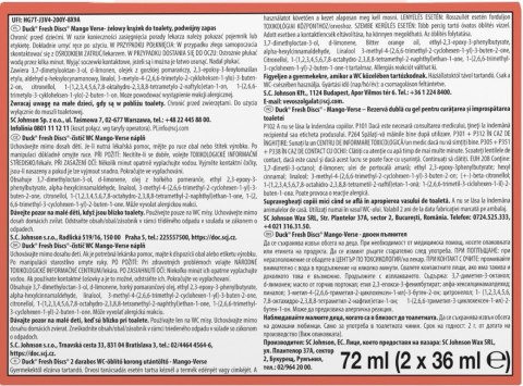 Duck Fresh Discs Mango Verse - Żelowy Krążek Do Toalety 72ml (2 x 36ml)