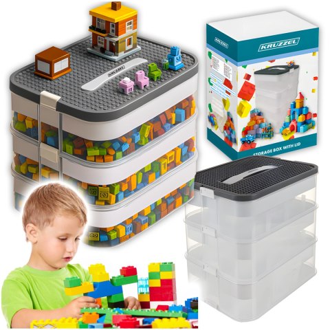 Pudełko Na Klocki- 3 Poziomy 22L Kruzzel 25757