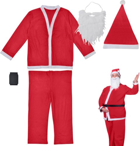 Strój Kostium Świętego Mikołaja Broda Czapka PAKO 26074