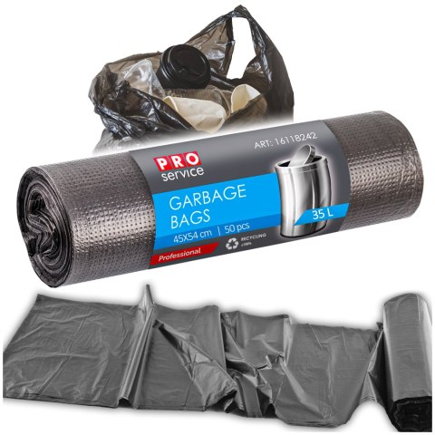 Worki Na Śmieci PRO 45x54 Czarne HD 35L 50 szt.