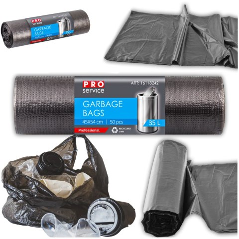 Worki Na Śmieci PRO 45x54 Czarne HD 35L 50 szt.