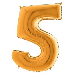 Balon Foliowy Cyfra 5, Złota, 66 cm Grabo