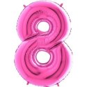 Balon Foliowy Cyfra 8 Różowa Fuksja - 102 cm Grabo