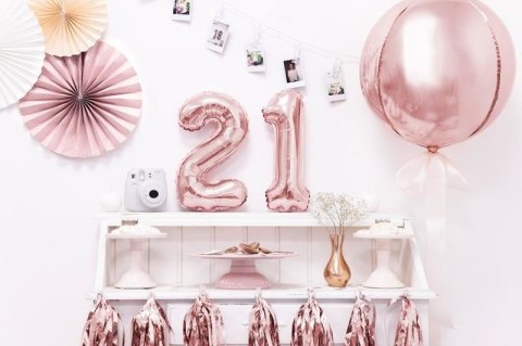 Balon foliowy Cyfra 1, 35cm, Rose Gold różowe złoto