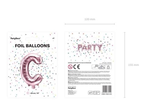 Balon foliowy Litera C, 35cm, Rose Gold różowe złoto