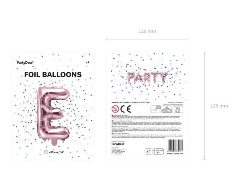 Balon foliowy Litera E, 35cm, Rose Gold różowe złoto