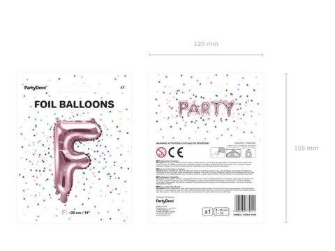 Balon foliowy Litera F, 35cm, Rose Gold różowe złoto