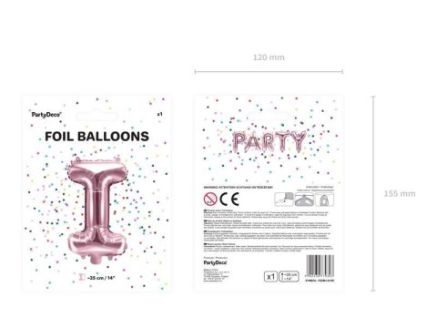 Balon foliowy Litera I, 35cm, Rose Gold różowe złoto