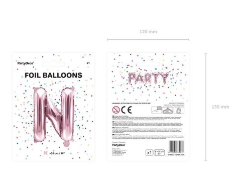 Balon foliowy Litera N, 35cm, Rose Gold różowe złoto