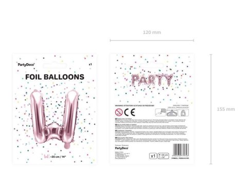 Balon foliowy Litera W, 35cm, Rose Gold różowe złoto