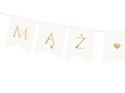 Baner Mąż Żona, na wesele, biały, 15 x 110 cm
