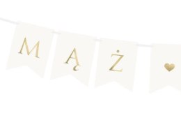 Baner Mąż Żona, na wesele, biały, 15 x 110 cm