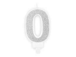 Świeczka urodzinowa Cyferka 0, srebrny