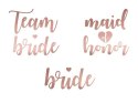 Tatuaże zmywalne Wieczór panieński, Team Bride, różowe złoto, 13 szt.