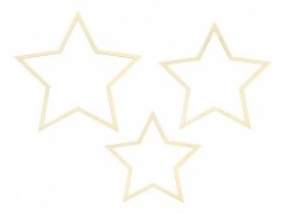 Zawieszki dekoracyjne Gwiazdy, naturalne drewno, 3 szt.