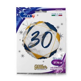 Balon Foliowy 30 urodziny, marmur granat, 46 cm