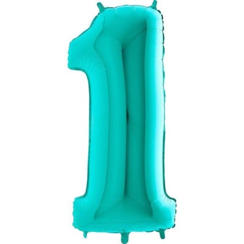 Balon Foliowy Cyfra 1 Tiffany, Miętowy - 102 cm Grabo