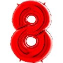 Balon foliowy Cyfra 8 czerwona metaliczna - 100 cm Grabo