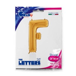 Balon foliowy Litera F, 66cm, Złota