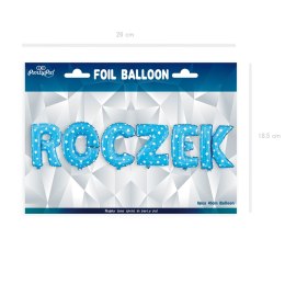 Balon foliowy napis ROCZEK niebieski w gwiazdki, 40 cm
