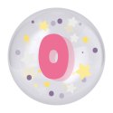 Balon przezroczysty z Różowym Nadrukiem Cyfra 0, 45cm
