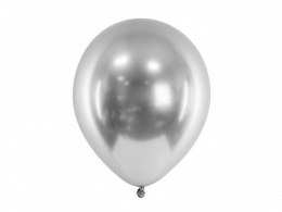 Balony lateksowe Glossy, Chrome, Srebrne, 30cm, 50 szt.