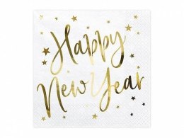 Serwetki Happy New Year, biały, 33x33cm (1 op. / 20 szt.)