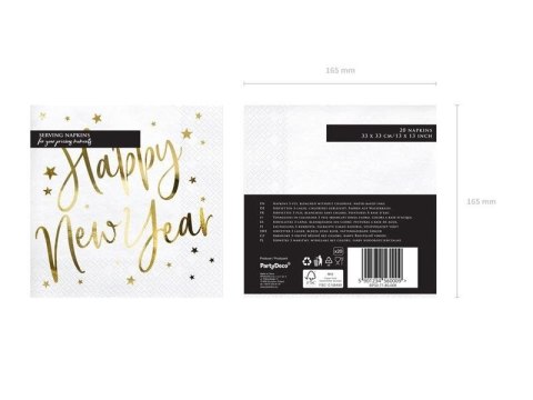 Serwetki Happy New Year, biały, 33x33cm (1 op. / 20 szt.)