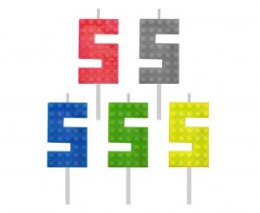 Świeczka urodzinowa Klocki, cyfra 5, wys. 5.5 cm