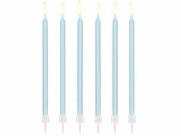 Świeczki urodzinowe, gładkie, niebieskie, 14 cm, 12 szt.