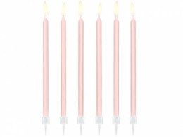 Świeczki urodzinowe, gładkie, różowe, 14 cm, 12 szt.