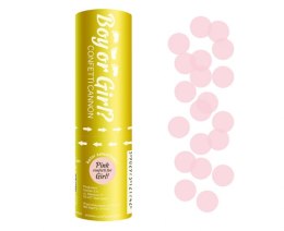 Tuba strzelająca z konfetti, Boy or Girl, kółeczka papierowe różowe / 15 cm