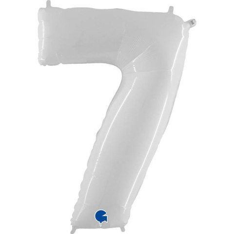 Balon Foliowy Cyfra 7, Biała Shiny 102cm Grabo
