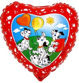 Balon foliowy - Dalmatyńczyki serce 46 cm