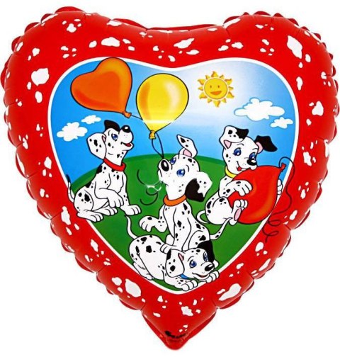 Balon foliowy - Dalmatyńczyki serce 46 cm