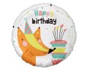 Balon foliowy Happy Birthday Rudy lis, 45 cm