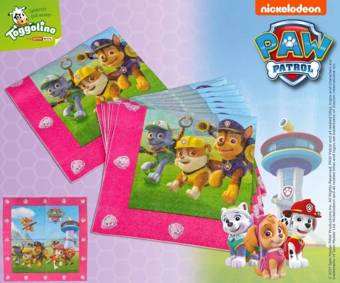 Serwetki Psi Patrol, różowe, 33x33cm, 20 szt/op.