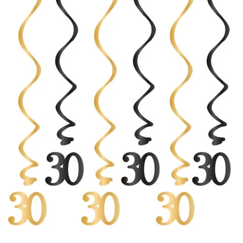 Świderki okrągłe czarno złote, 30 urodziny