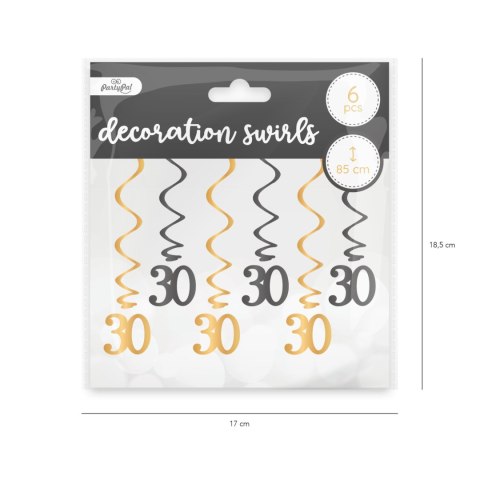 Świderki okrągłe czarno złote, 30 urodziny