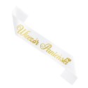 Szarfa biała z napisem Wieczór Panieński w kolorze złotym, 160cm