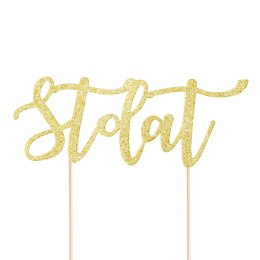 Topper na tort Sto lat złoty, 13x14 cm