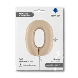 Balon Foliowy Cyfra 0, Satynowa Kremowa 102cm Grabo