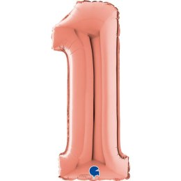 Balon foliowy Cyfra 1 Rose Gold - 66 cm Grabo