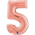 Balon foliowy Cyfra 5 Rose Gold - 66 cm Grabo