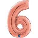 Balon foliowy Cyfra 6 Rose Gold - 66 cm Grabo
