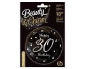 Balon foliowy Happy 30 Birthday, czarny srebrny nadruk, 46 cm