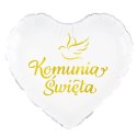 Balon foliowy Komunia Święta, gołąbek 45 cm