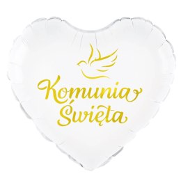 Balon foliowy Komunia Święta, gołąbek 45 cm
