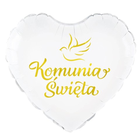 Balon foliowy Komunia Święta, gołąbek 45 cm